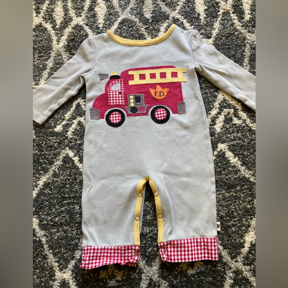 Sam & Sydney 6 months gray fire truck